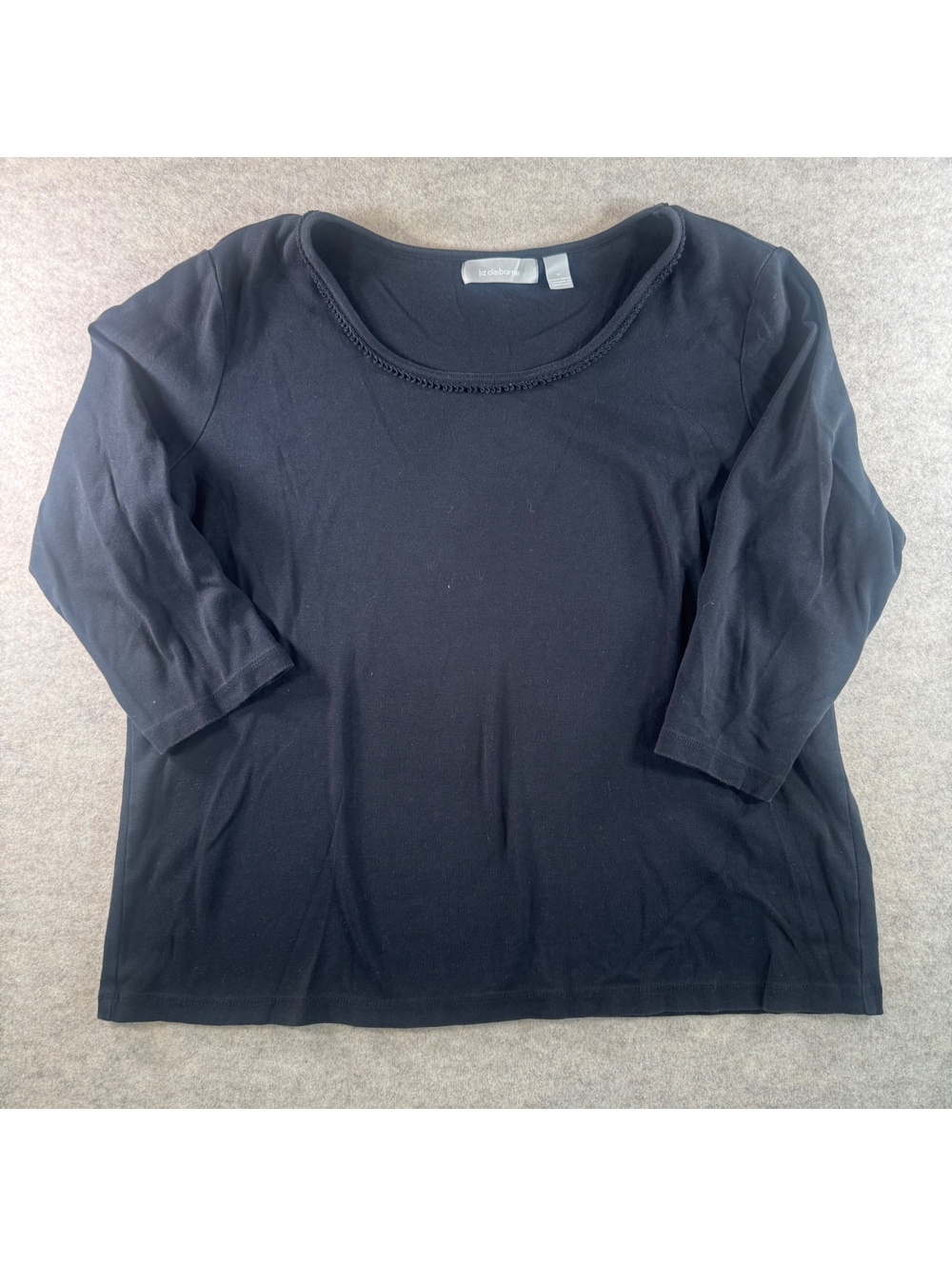 Liz Claiborne 3/4 Sleeve Cotton T-Shirt Size L